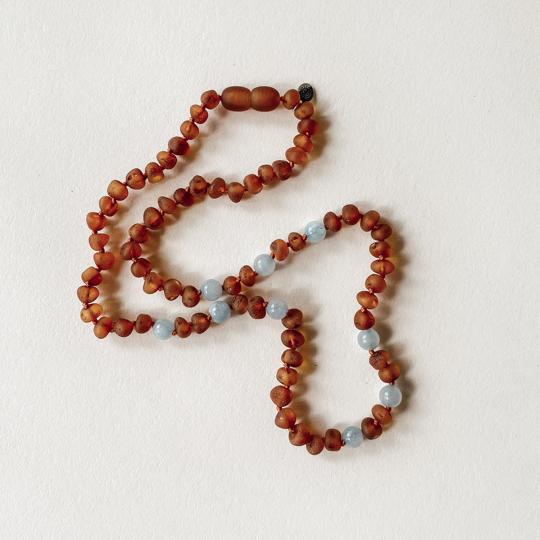 Ocean / Aquamarine and Cognac Adult Necklace