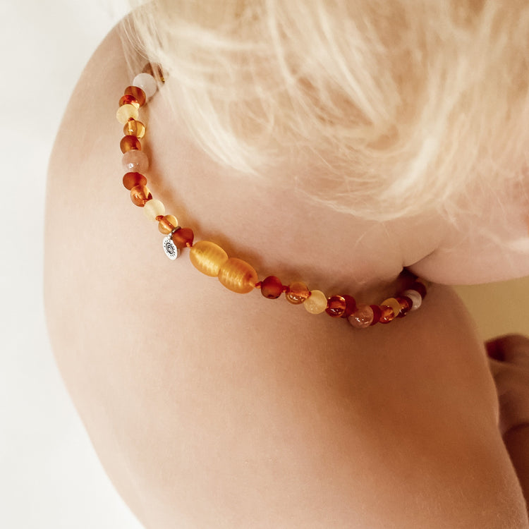 Soleil ~ Sunstone and Cognac Baby Necklace